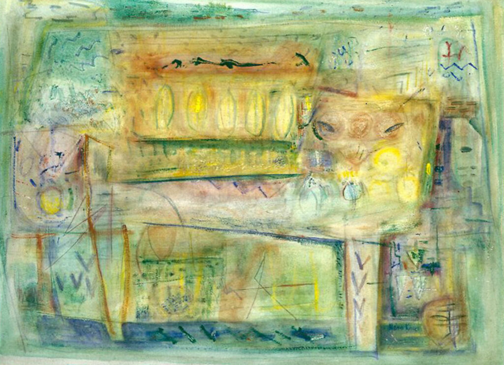 Gina Knee. The Jungle, c. 1942. Watercolor and gouache on paper. 18 3/4 x 25 3/4 inches